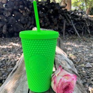 Starbucks Bright Neon Green studded tumbler